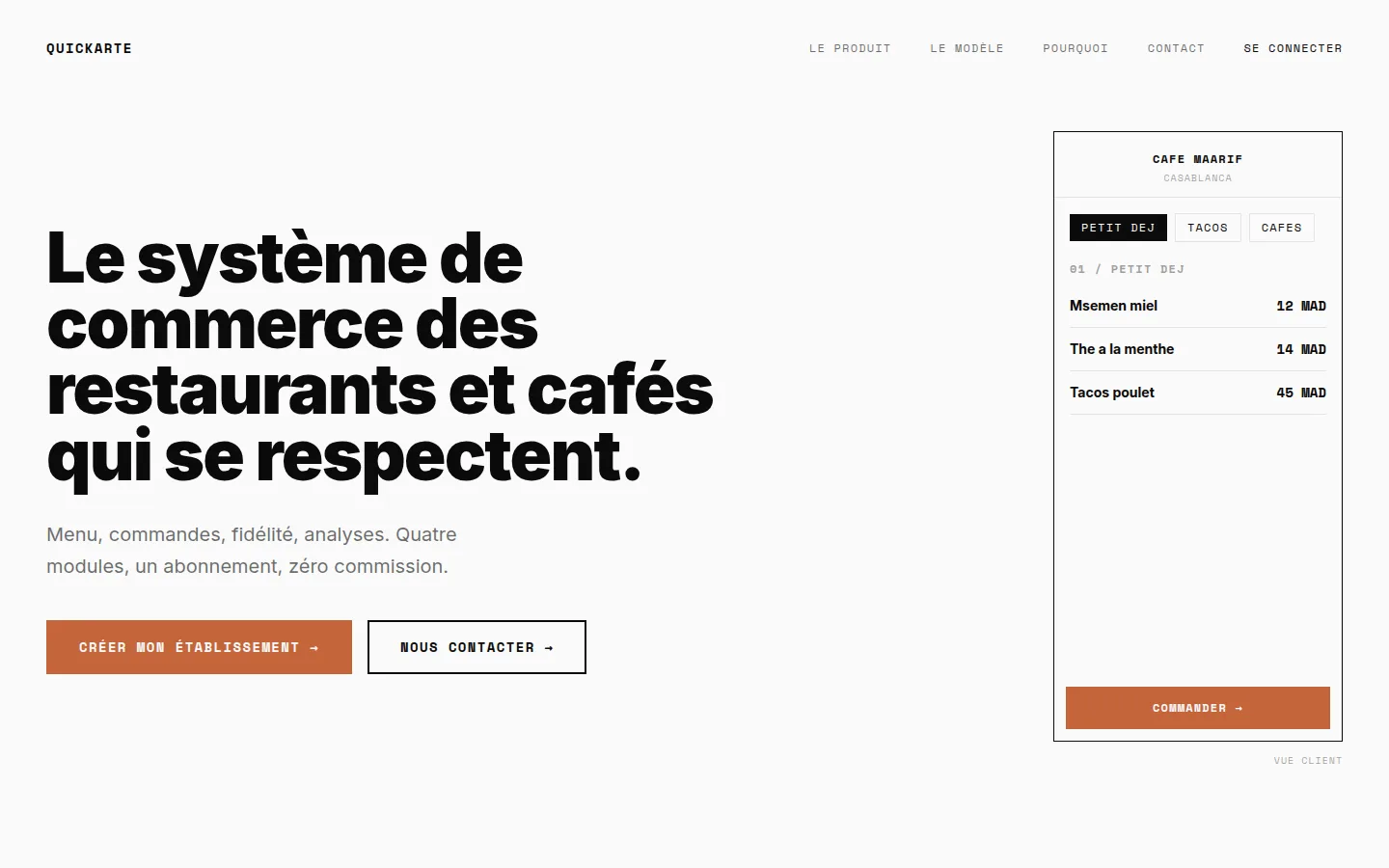 QuickArte — système de commerce pour restaurants et cafés : menus, commandes, fidélité