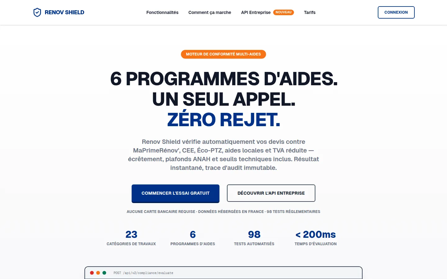 RenovShield — moteur de conformité multi-aides pour la rénovation énergétique